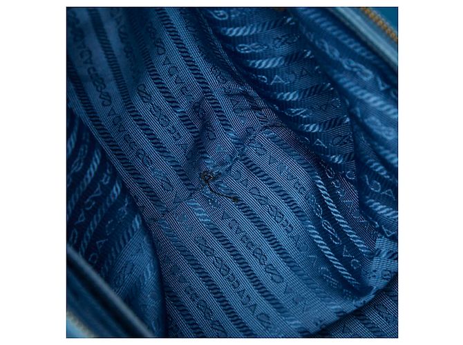 Borsa a mano/Borsa a tracolla Prada Galleria con placca logo triangolare Blu - vista 13