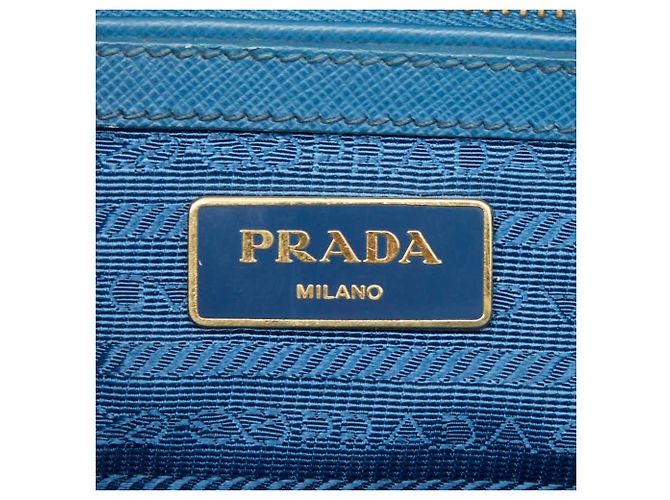 Borsa a mano/Borsa a tracolla Prada Galleria con placca logo triangolare Blu - vista 14