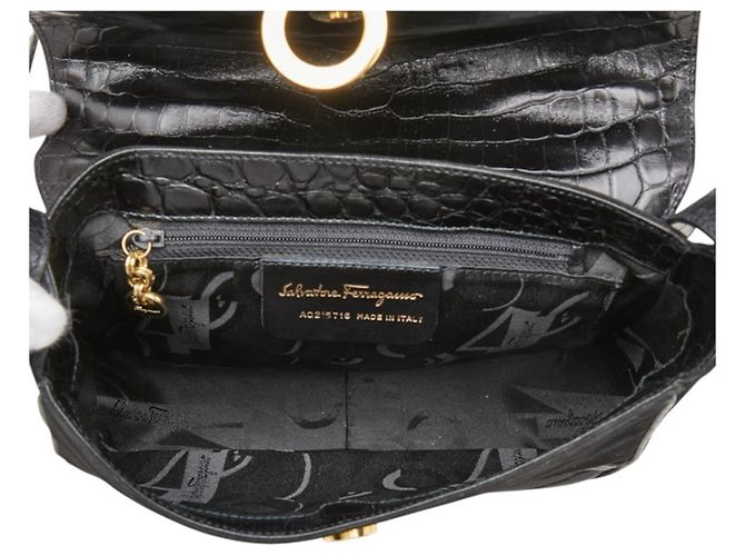 Borsa a tracolla Salvatore Ferragamo Gancini Nero - vista 9