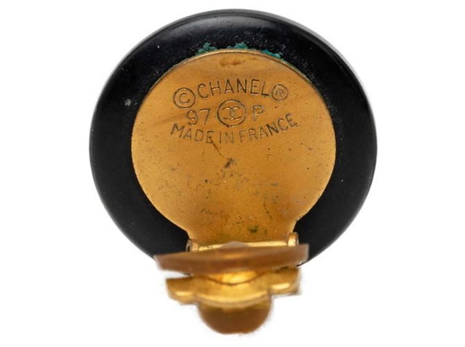 Chanel Vintage Coco Mark Ohrringe Schwarz Roh - Ansicht 3