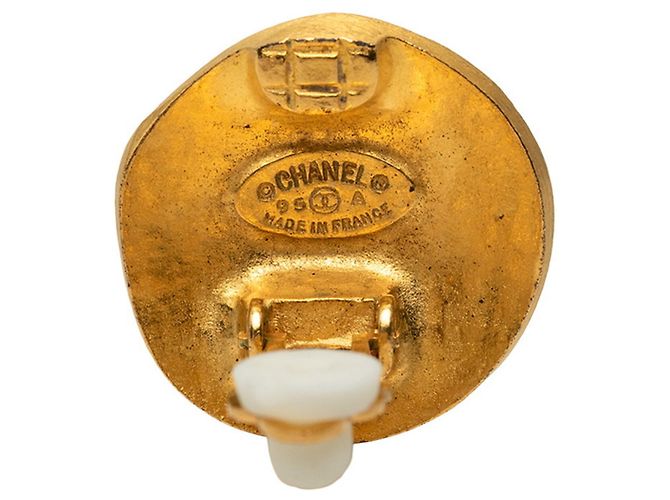 Chanel Coco Mark Vintage Runde Ohrringe Golden - Ansicht 3
