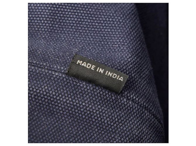 Bolsa média Prada em Canapa com placa de logo triângulo Azul marinho - vista 10