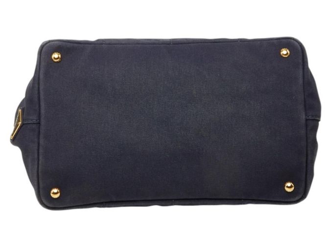 Bolsa média Prada em Canapa com placa de logo triângulo Azul marinho - vista 3