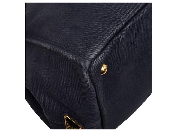 Bolsa média Prada em Canapa com placa de logo triângulo Azul marinho - vista 5