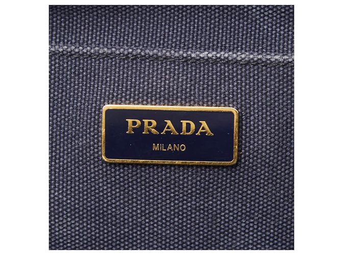 Bolsa média Prada em Canapa com placa de logo triângulo Azul marinho - vista 9