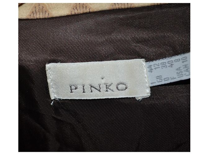 Pinko Diamond Print Cotton Zip-Up Jacket Brown Beige - view 5