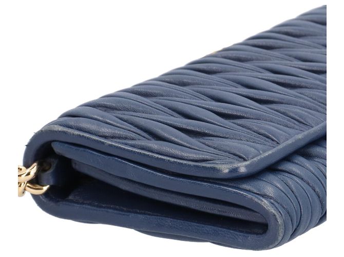 Miu Miu Matelassé Schultertasche Marineblau - Ansicht 11