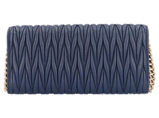 Miu Miu Matelassé Schultertasche Marineblau - Ansicht 3