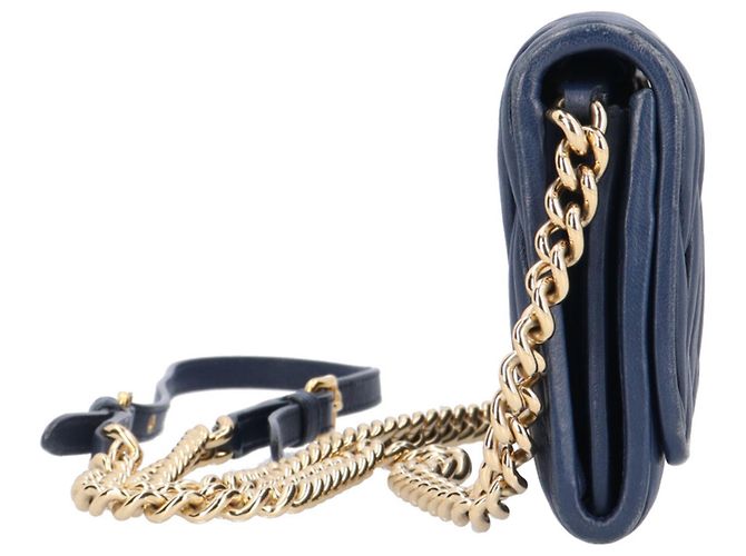 Miu Miu Matelassé Schultertasche Marineblau - Ansicht 4