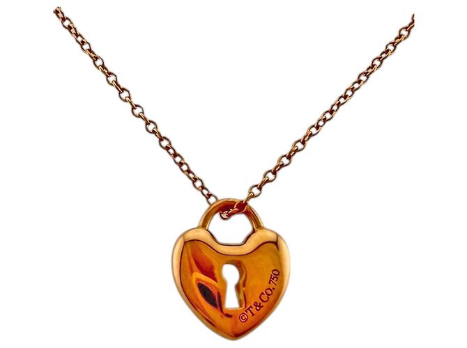Autre Marque Collana Heart Lock di Tiffany & Co. in oro rosa 18K - vista 3