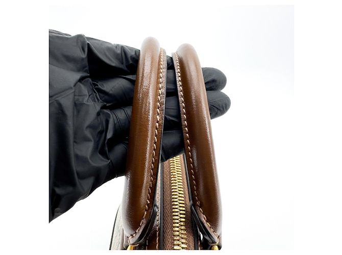 Gucci Horsebit 1955 Top Handle GG Coated Canvas with Leather Mini Marrone - vista 7