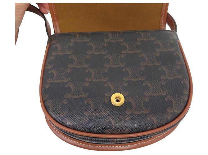 Céline NUOVA BORSA A MANO CELINE MINI BESACE TOILE TRIOMPHE 196702 BORSA A TRACCOLLA Marrone - vista 10