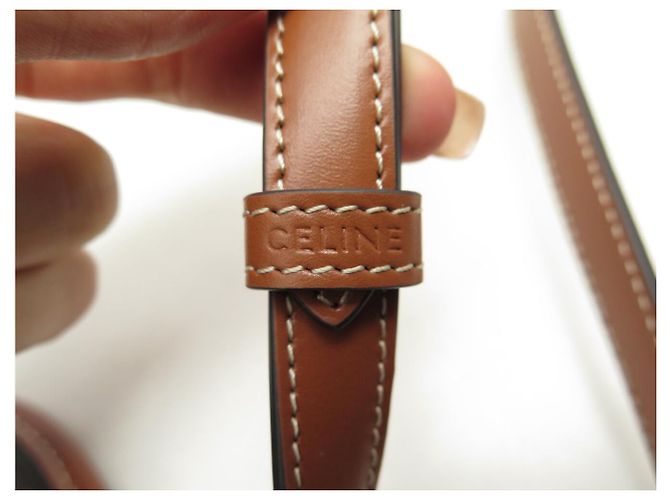 Céline NUOVA BORSA A MANO CELINE MINI BESACE TOILE TRIOMPHE 196702 BORSA A TRACCOLLA Marrone - vista 15