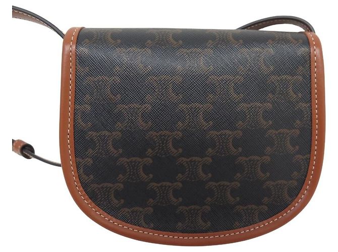 Céline NUOVA BORSA A MANO CELINE MINI BESACE TOILE TRIOMPHE 196702 BORSA A TRACCOLLA Marrone - vista 2