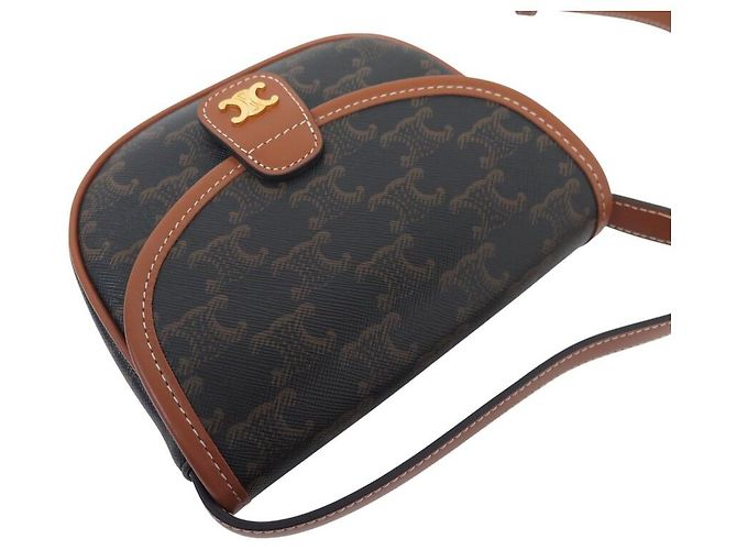 Céline NUOVA BORSA A MANO CELINE MINI BESACE TOILE TRIOMPHE 196702 BORSA A TRACCOLLA Marrone - vista 4