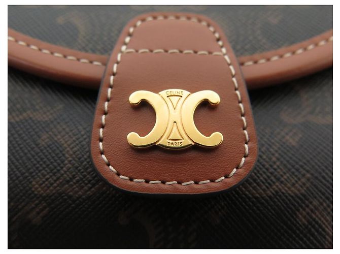 Céline NUOVA BORSA A MANO CELINE MINI BESACE TOILE TRIOMPHE 196702 BORSA A TRACCOLLA Marrone - vista 5