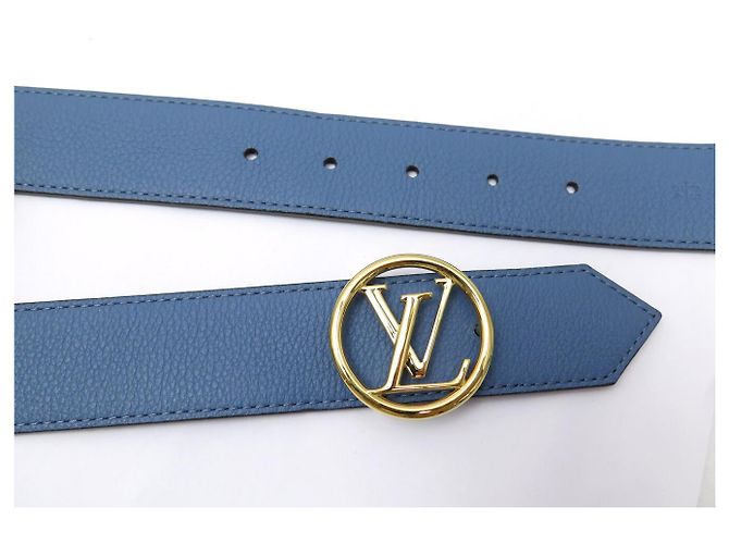 NEU LOUIS VUITTON LV CIRCLE WENDELGÜRTEL LEINWAND & LEDER 85 BLAU - Ansicht 11