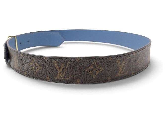 NEU LOUIS VUITTON LV CIRCLE WENDELGÜRTEL LEINWAND & LEDER 85 BLAU - Ansicht 3