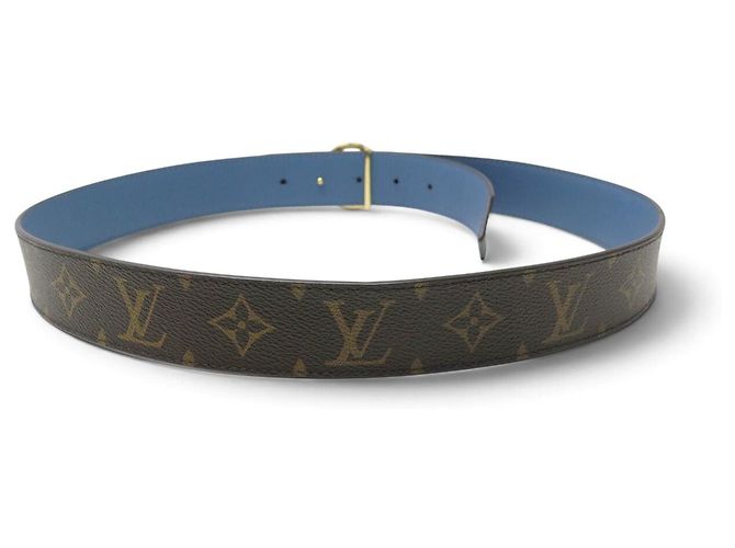 NEU LOUIS VUITTON LV CIRCLE WENDELGÜRTEL LEINWAND & LEDER 85 BLAU - Ansicht 4