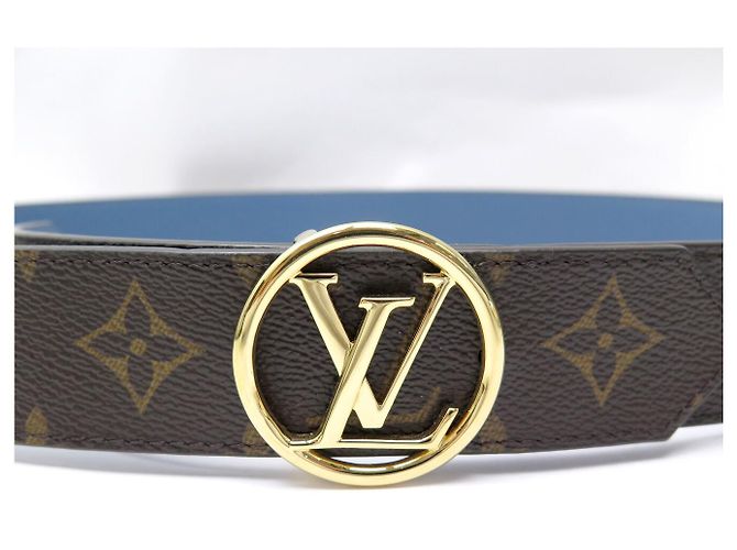 NEU LOUIS VUITTON LV CIRCLE WENDELGÜRTEL LEINWAND & LEDER 85 BLAU - Ansicht 6