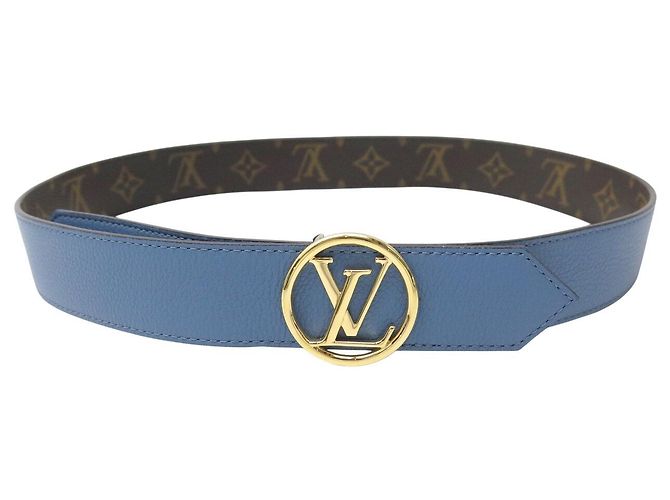 NEU LOUIS VUITTON LV CIRCLE WENDELGÜRTEL LEINWAND & LEDER 85 BLAU - Ansicht 7
