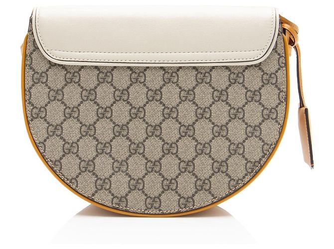 Borsa a tracolla piccola Gucci GG Supreme Padlock Saddle Marrone Beige - vista 3