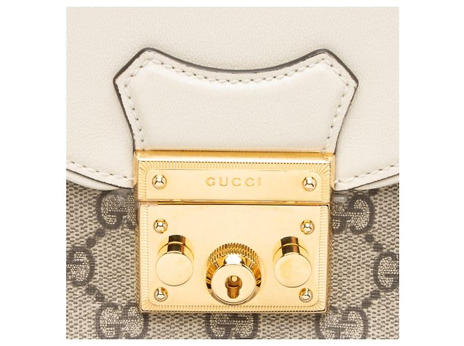 Borsa a tracolla piccola Gucci GG Supreme Padlock Saddle Marrone Beige - vista 9