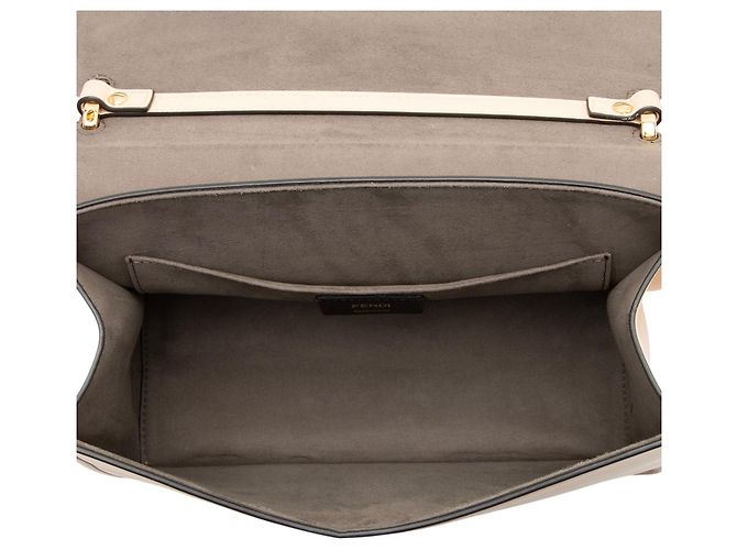 Borsa a spalla media Fendi Leather Kan I F Marrone Beige - vista 7