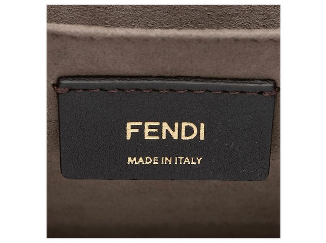 Borsa a spalla media Fendi Leather Kan I F Marrone Beige - vista 8