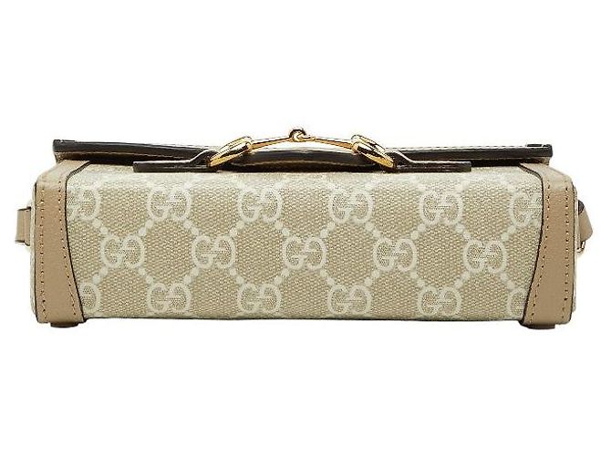 Borsa a tracolla mini Gucci GG Supreme Horsebit 1955 Marrone Beige - vista 3