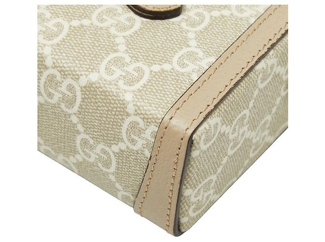 Borsa a tracolla mini Gucci GG Supreme Horsebit 1955 Marrone Beige - vista 4