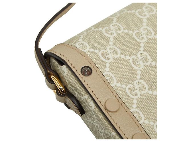 Borsa a tracolla mini Gucci GG Supreme Horsebit 1955 Marrone Beige - vista 8