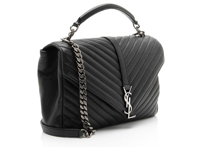 Autre Marque Borsa a tracolla Large College in pelle di vitello matelassé con monogramma Saint Laurent Nero - vista 2