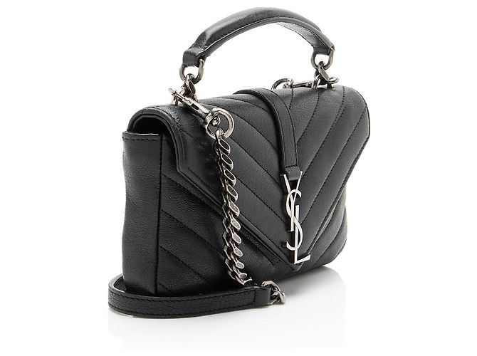 Autre Marque Bolso de hombro mini College de piel de becerro acolchada con monograma Saint Laurent Negro - vista 2