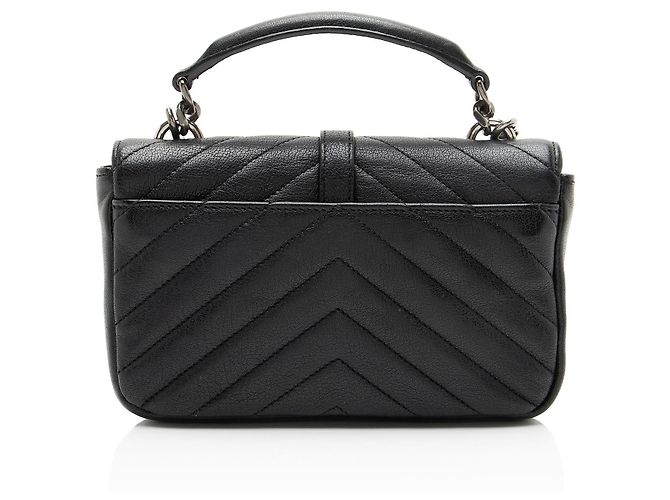 Autre Marque Bolso de hombro mini College de piel de becerro acolchada con monograma Saint Laurent Negro - vista 3
