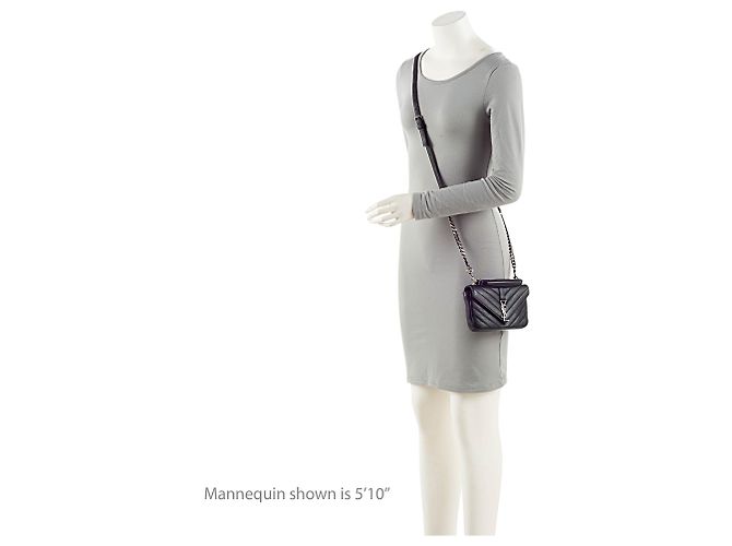 Autre Marque Bolso de hombro mini College de piel de becerro acolchada con monograma Saint Laurent Negro - vista 5