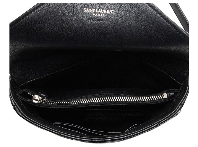 Autre Marque Bolso de hombro mini College de piel de becerro acolchada con monograma Saint Laurent Negro - vista 7