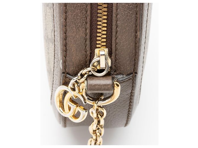 Borsa a tracolla mini rotonda Gucci GG Supreme Ophidia Marrone Beige - vista 10