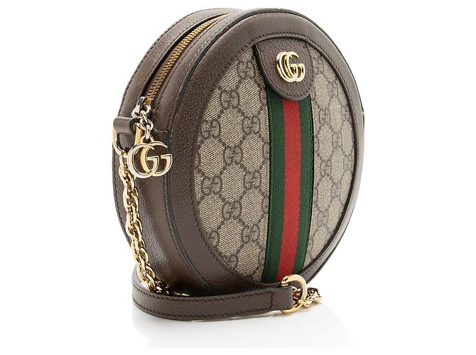 Borsa a tracolla mini rotonda Gucci GG Supreme Ophidia Marrone Beige - vista 2