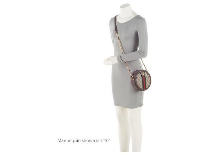 Borsa a tracolla mini rotonda Gucci GG Supreme Ophidia Marrone Beige - vista 5