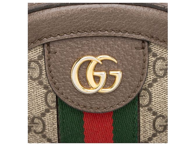 Borsa a tracolla mini rotonda Gucci GG Supreme Ophidia Marrone Beige - vista 9