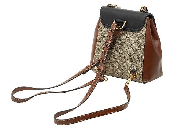 Gucci GG Supreme Padlock Backpack Brown Beige - view 2