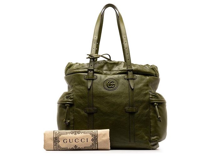 Bolso Tote con Cordón Gucci Double G Verde - vista 9