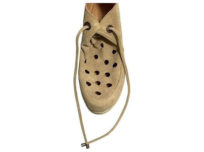 Autre Marque Chaussures en cuir daim perforé Robert Clergerie Beige - vue 12
