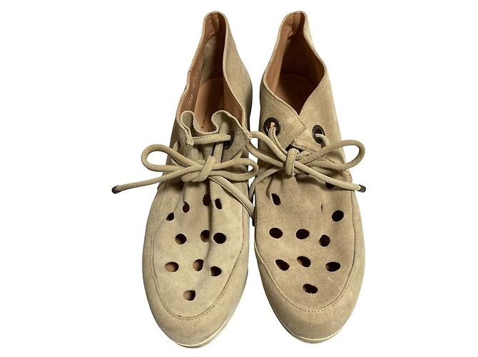 Autre Marque Chaussures en cuir daim perforé Robert Clergerie Beige - vue 3