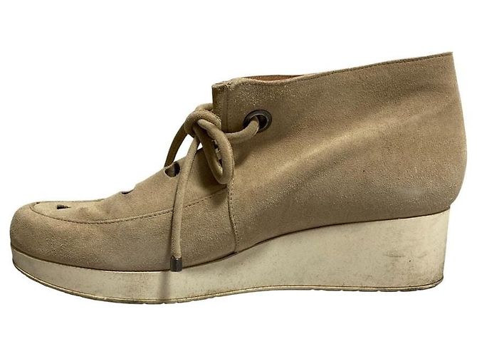 Autre Marque Chaussures en cuir daim perforé Robert Clergerie Beige - vue 6
