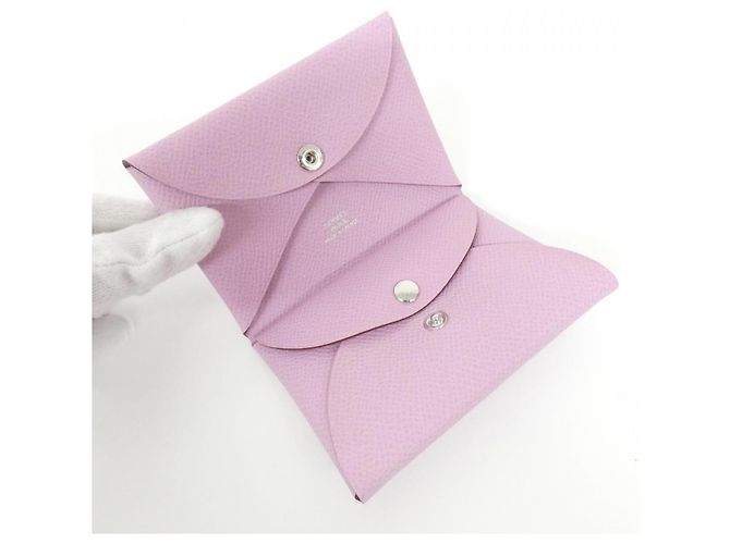 Monedero Hermès Calvi Duo Epsom Rosa - vista 3