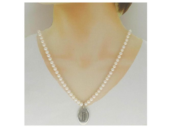 Tiffany & Co Tiffany Oval Tag Perlenkette aus 925 Silber - Ansicht 6