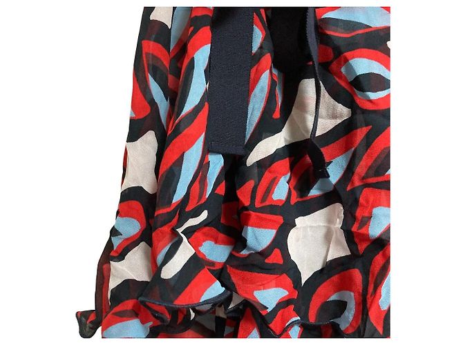 Blusa Off-Shoulder Trasparente Stampata PINKO Rosso - vista 3