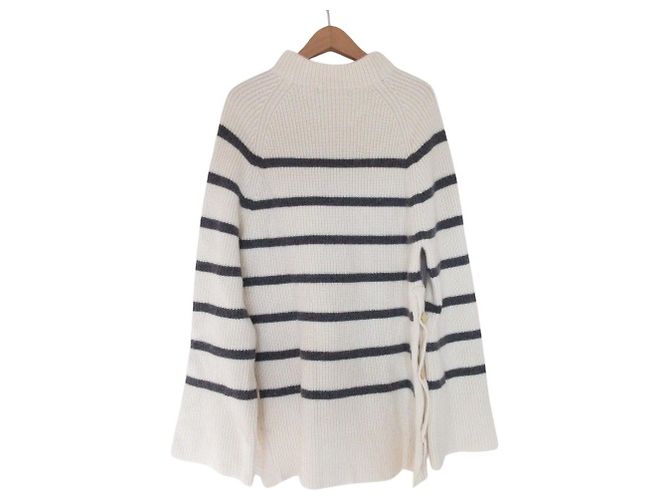 Autre Marque Noble Border Knit Sweater White - view 2